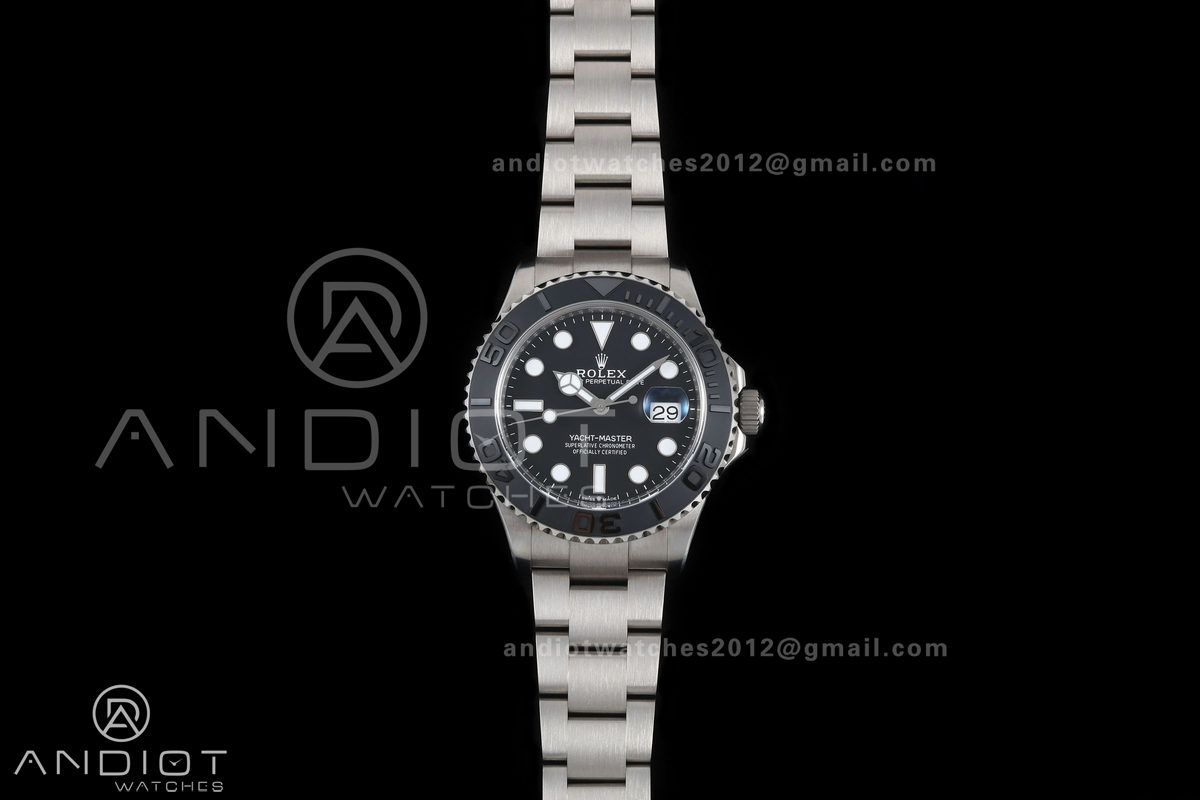Yacht-Master 226627 Titanium GOLD Maker 1:1 Best Edition Black Dial on Titanium Bracelet JH3235 V18 (Free Sprung)